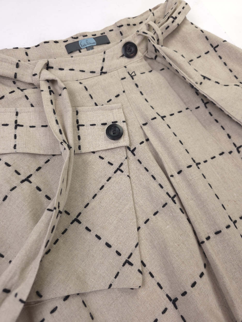 Anthropologie Eva Franco Windowpane Belted Pocket Detailed Wrapped Skirt - Sz 6 - Picture 6 of 16